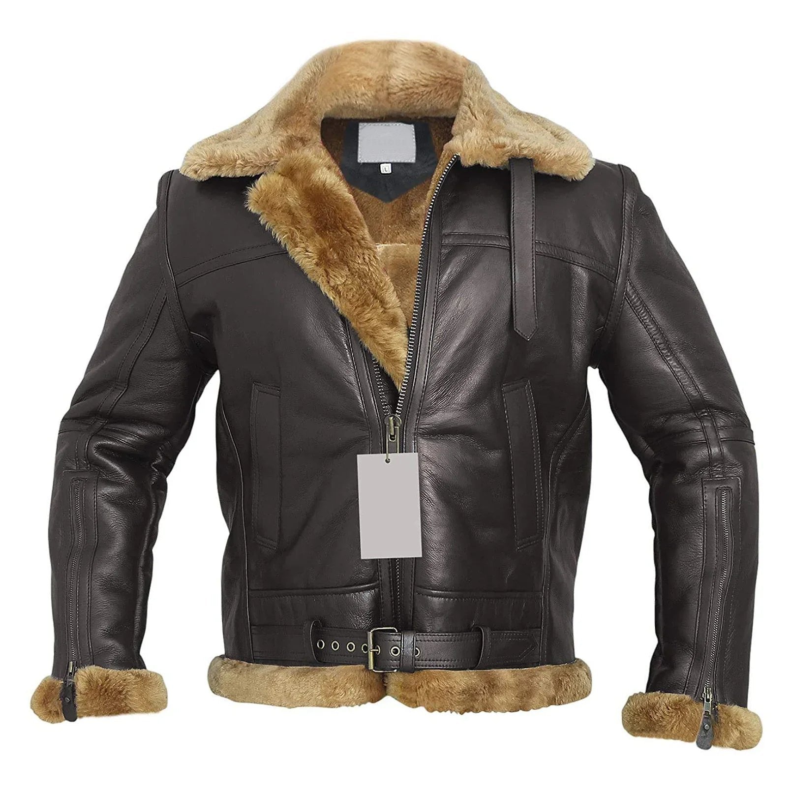 Herren™ Lederjacke mit Fellfutter