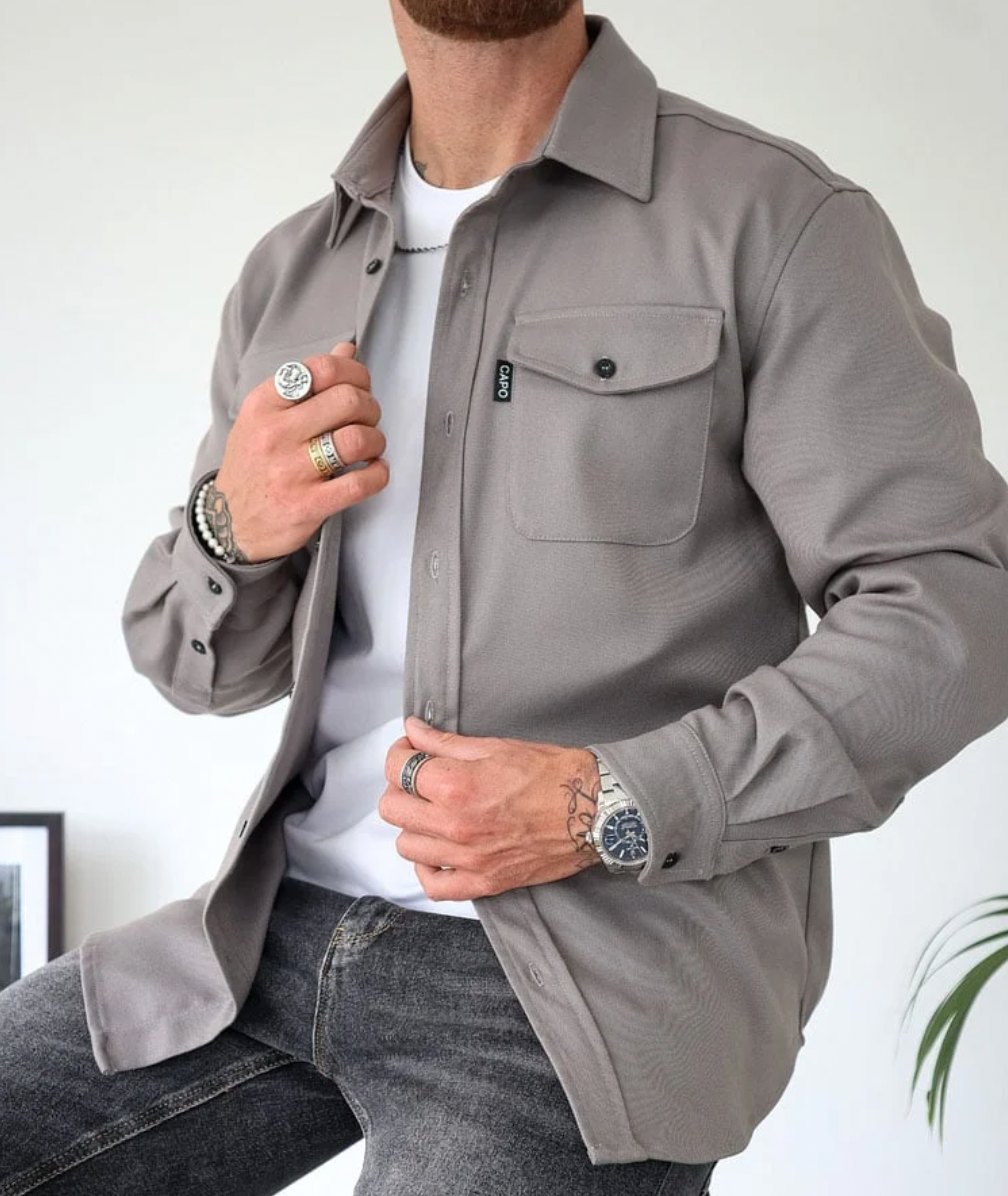 Minimalistisches™ Herren-Hemdjacke