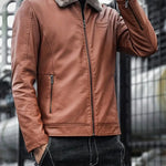 Herren™ Lederjacke mit Fellkragen