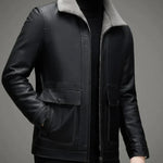 Herren™ Lederjacke mit Fleece-Futter