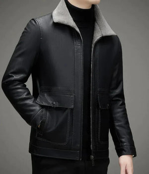 Herren™ Lederjacke mit Fleece-Futter