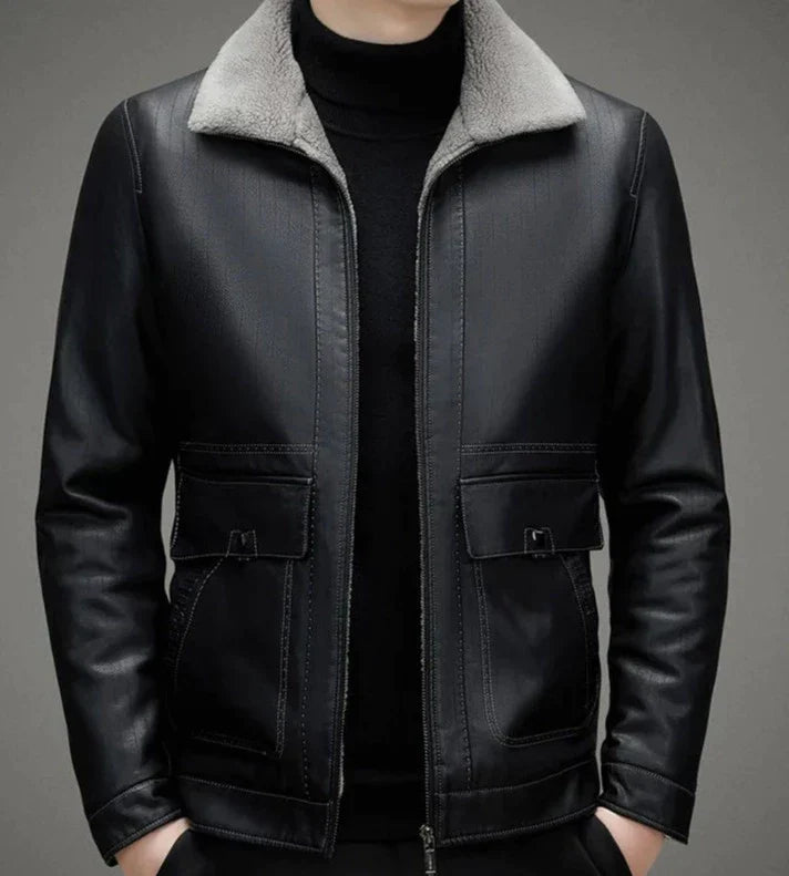 Herren™ Lederjacke mit Fleece-Futter