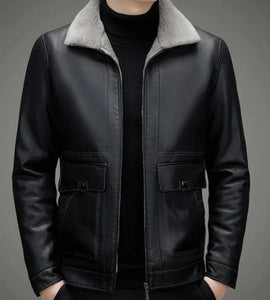 Herren™ Lederjacke mit Fleece-Futter