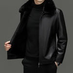 Herren™ Lederjacke mit Pelzkragen