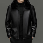 Herren™ Lederjacke mit Pelzkragen